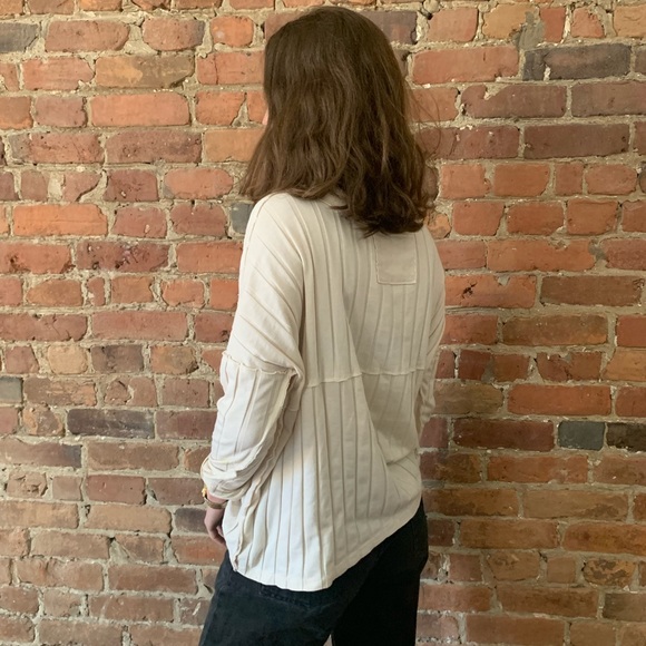 Cream Ribbed Long-sleeve Tee - Picture 2 of 4